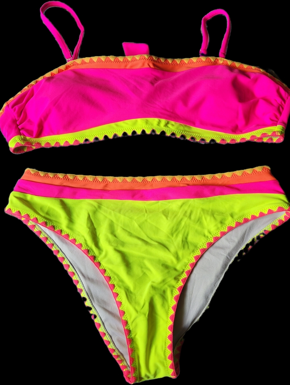 Popvil Colorblock Bandeau High-Waist Bikini Set